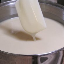 Cold process soap batter in a soap pot.